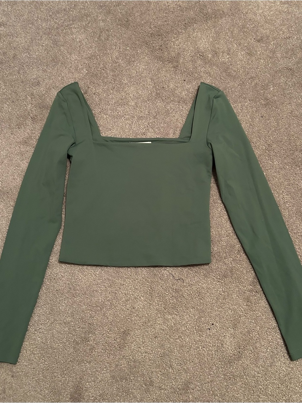 Aritzia Babaton Contour Square-Neck Long Sleeve Top in Green